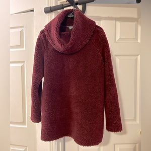 LL Bean Signature Faux Shearling Sherpa Cowl Neck Pullover *RARE*